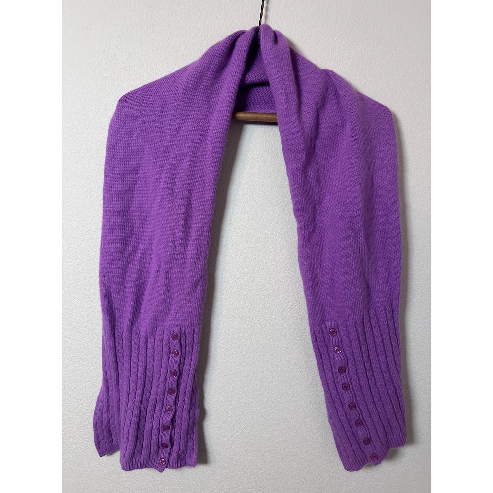 Lauren Ralph Lauren Scarf OS Purple Excellent Cable Knit Button Wool Blend Scarf